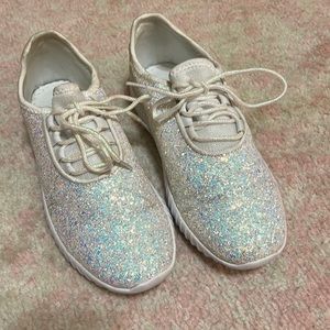 White glitter bomb sneakers